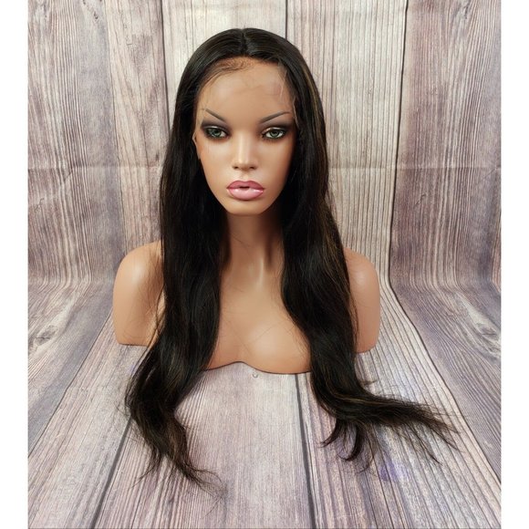 Celebrity Style Wigs Other - 100% Human Hair Wig LACE FRONT WIG 22" Color #2 Dark Brown with #4 Highl…